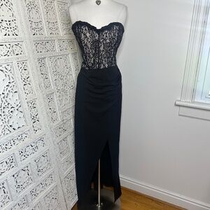 Galina Signature Black Lace Corset Sequin Romantic Whimsygoth Fairy Prom‎ Dress